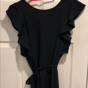 Banana republic navy ruffle sleeve dress